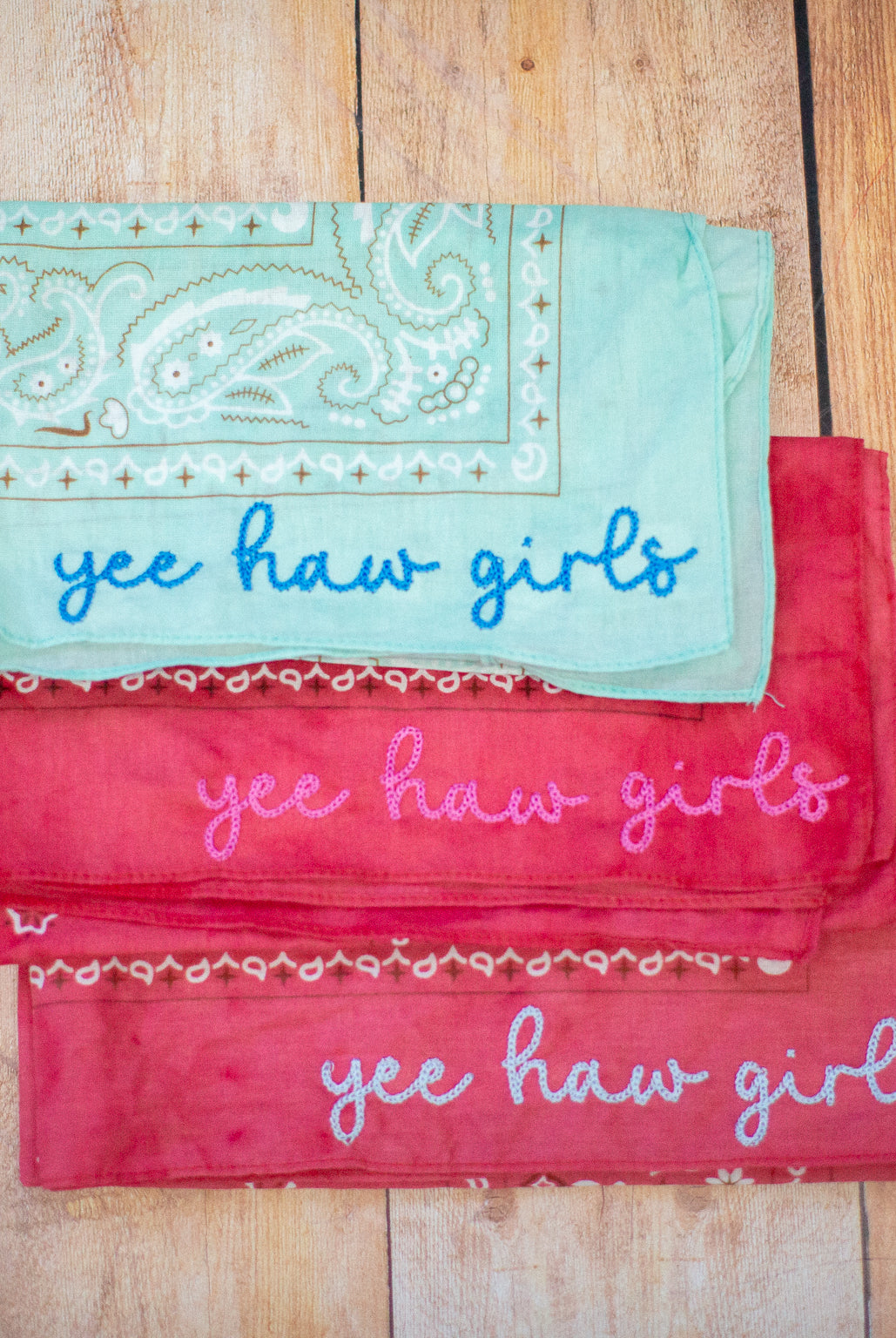 Bridal Party Favor Personalized Cotton Bandana Custom Name Design Wedding Photo Prop Essential Beautiful Pastel Colors Perfect Bridesmaid Gift Collection Modern Wedding Accessory Chainstitch Embroidery Soft Material Twenty One Square