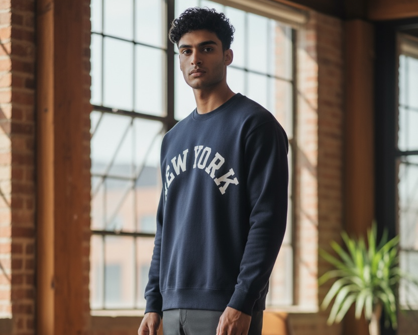 custom vintage style sweatshirt with stitched letters